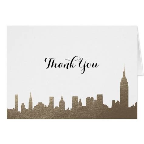 New York City Faux Gold Thank You Card Zazzle