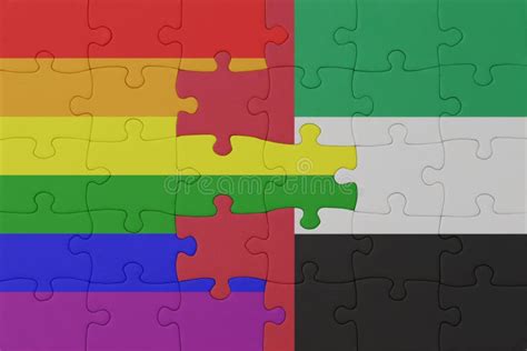 Rompecabezas Con La Bandera Del Orgullo Gay Arcoiris Y Emiratos árabes