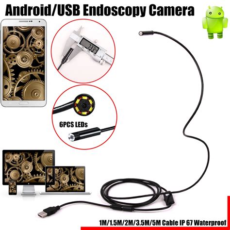 2 In 1 5 5mm Lens 6 LED Android USB Waterproof Endoscope Camera