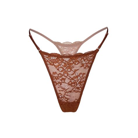 Monique Morin Lingerie Women S Brown Wild Lace Micro G Thong Salted Caramel ModeSens