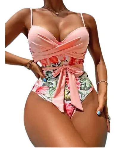 Traje De Baño De Tanga Floral De Bikini Sexy Para Mujer Meses sin interés