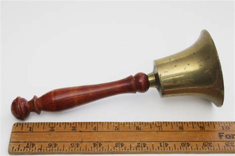 Old Brass School Bell Wood Handled Hand Bell W Good Loud Ring Farm