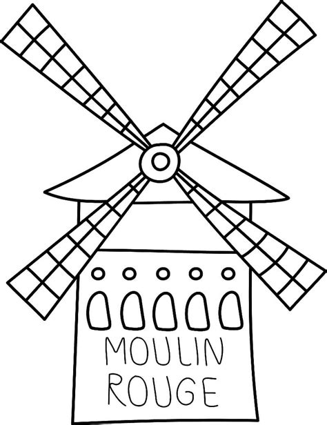 Coloriage Moulin Rouge à imprimer et dessin