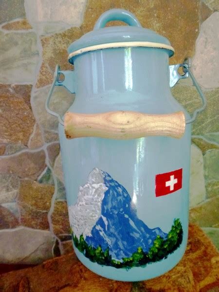 Fertig Bemalte Liter K Nstler Milchkanne Motiv Matterhorn