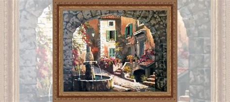 Картина акрилом "Итальянский дворик с фонтаном" купить в Пушкине с ...