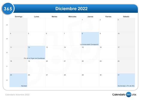 Calendario Diciembre