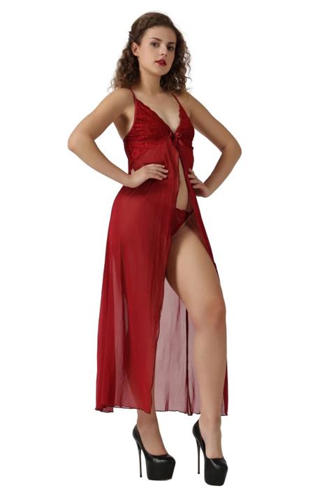 LOOKPLUS Honeymoon Sleepwear Night Dress Sett Sexy Nighty Hot