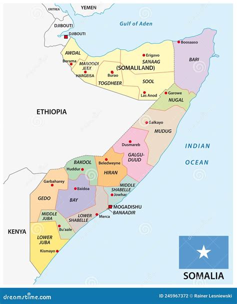 Carte Administrative Vectorielle Du Pays D Afrique Orientale De Somalie