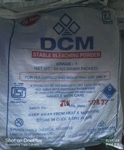 Lab Grade Dcm Shiriram Stable Bleaching Powder For Air Disinfectant