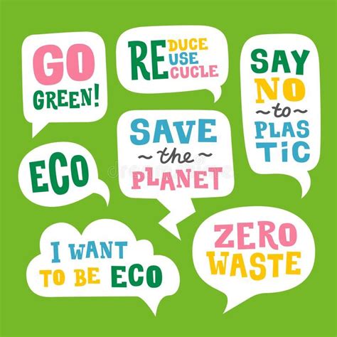 Speech Bubbles Set With Quotes About The Environment Ecological