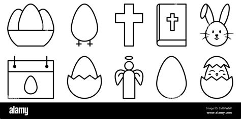 Set Of Easter Icons Vector Illustration Isolated On White Background