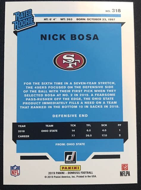 Donruss Nick Bosa Rc Press Proof Silver Ebay