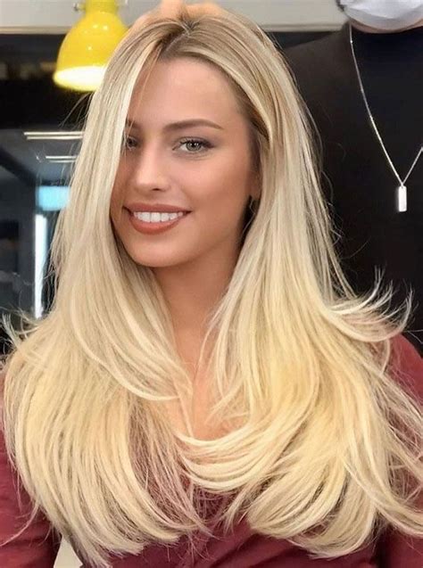 30 Hair Colour Trends To Try In 2023 Silky Vanilla Blonde With Bangs Brown Hair Looks 30