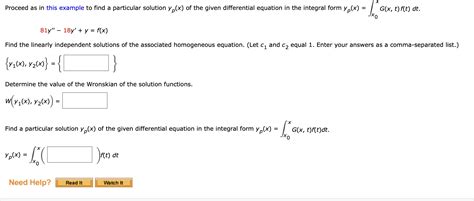 Solved Proceed As In This Example To Find A Particular