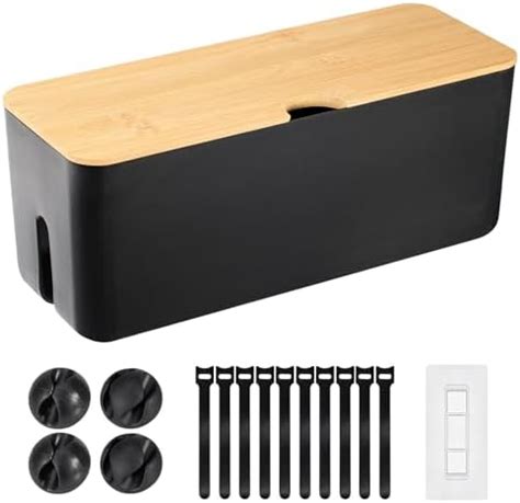 Amazon Cable Management Box Wall Mount Wood Lid Cord Organizer