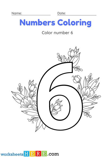 Numbers Coloring Activity Color Number 6 Pdf Worksheet For