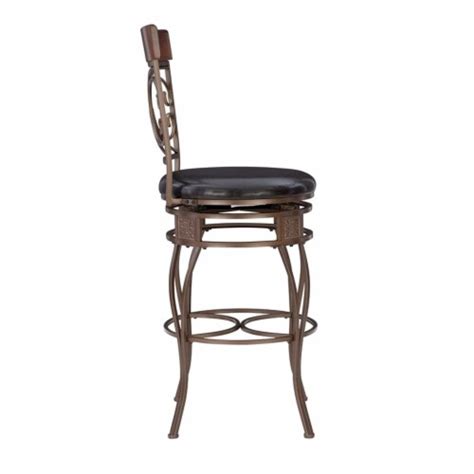 Bowery Hill 30 75 Traditional Metal Faux Leather Scroll Bar Stool In