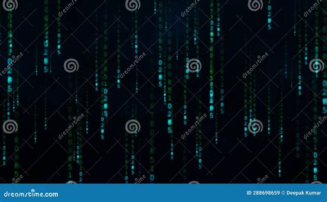 Binary Matrix Background Falling Digits On Dark Backdrop Stock