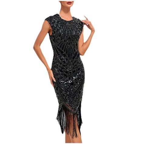 Favipt Womens Sequin Sparkly Dresses Party Bling Sleeveless Mini