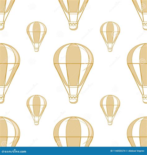 Hot Air Balloon Seamless Pattern On A White Background Stock Vector Illustration Of Periodic