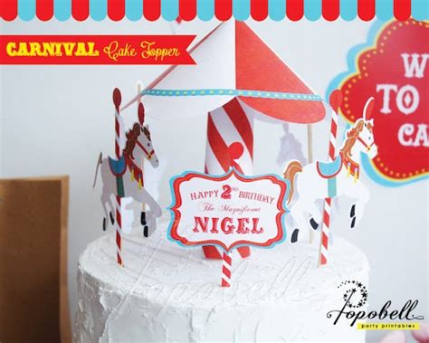 Circus Cake Topper For Circus Birthday Party Carousel Cake Etsy