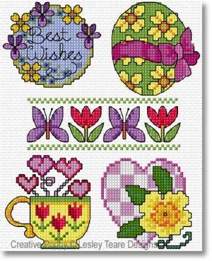 Lesley Teare Designs 30 Spring Flower Motifs Cross Stitch Pattern