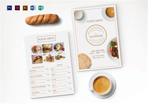 Breakfast Party Menu Design Template In Psd Illustrator Indesign