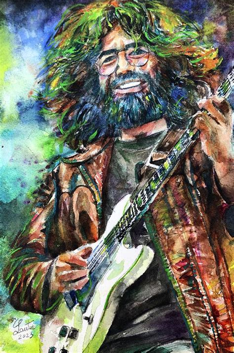 JERRY GARCIA Watercolor Portrait 20 Painting By Fabrizio Cassetta