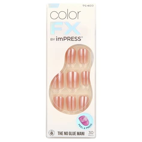 Kiss Impress Color Fx Press On Nails No Glue Needed Neutral Short Square 33 Ct