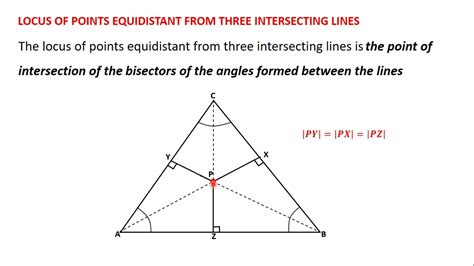 Locus Of Points Equidistant From Three Intersecting Lines Youtube