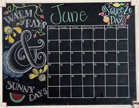 June Chalkboard Calendar Ideas Printable Computer Tools