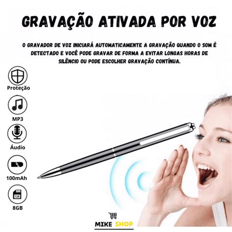 Mini Escuta Profissional Gravador Caneta Espiã 20h Traição Mike Shop