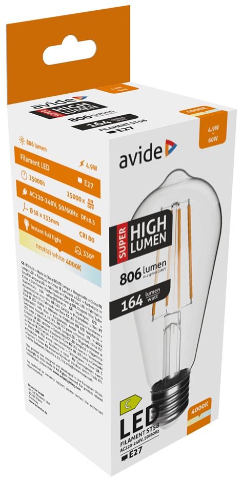 Avide Led Filament St W E Nw K Super High Lumen Avide Led