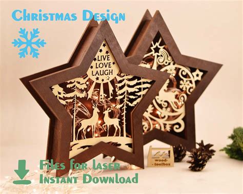 Christmas Stars 10 Pieces Laser Cut Files Svgdxfpdfai Glowforge Files