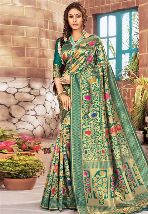 Kerala Wedding Saree Saree Wedding Sea Green Color Teal Green