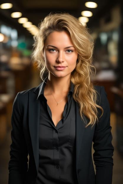 Premium Ai Image Woman With Long Blonde Hair Wearing Black Shirt