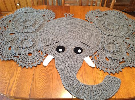 Crochet Elephant Nursery Rug