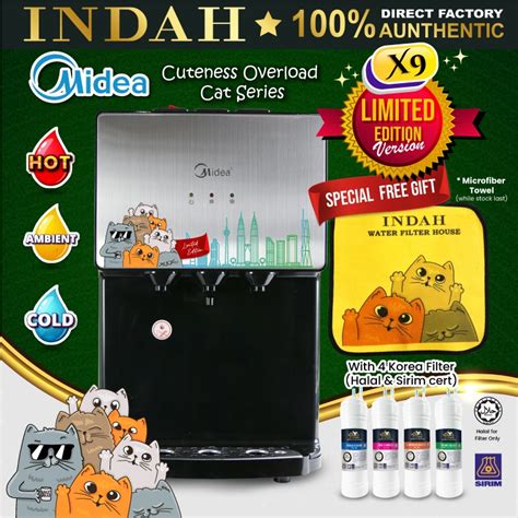 Midea Mild Alkaline Water Dispenser Hot Normal Cold Limited Edition X9 With 4 JAKIM Halal Korea