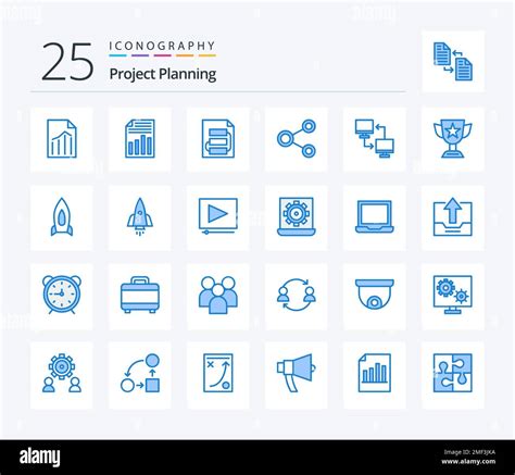 Project Planing 25 Blue Color Icon Pack Including Mobile Computer