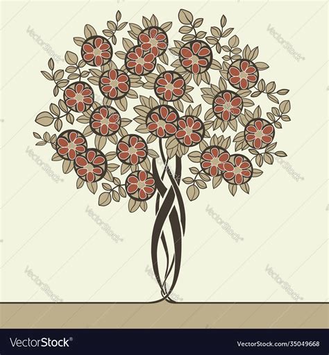 Beautiful tree drawn in art nouveau style Vector Image