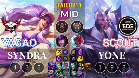 Jdg Yagao Syndra Vs Edg Scout Yone Mid Kr Patch Youtube