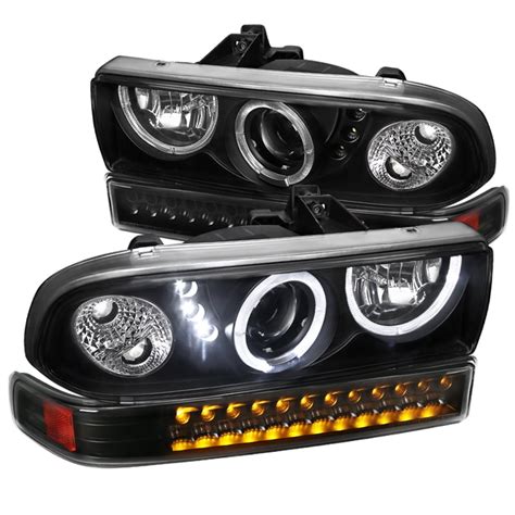 Spec D Tuning Black Housing Clear Lens LED Halo Projector Headlights