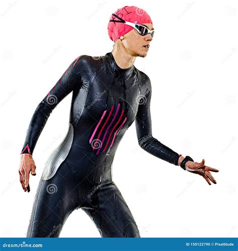 Woman Triathlon Triathlete Ironman Swimmer Swimming Swimsuit Isolated
