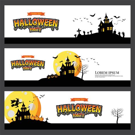 Vector halloween banner set for web header design. halloween design. 3344482 Vector Art at Vecteezy