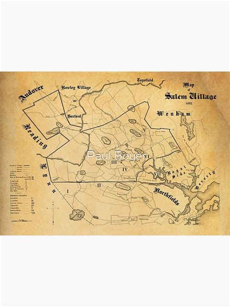 Vintage Map Of Salem Massachusetts 1692 Witch Trials Poster For Sale By Sigilsorcery