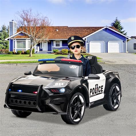 Ride On Toys Kids Police Car, 12V Battery Powered Electric Police Truck ...