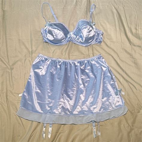 Sugar Thrillz Intimates Sleepwear Sugar Thrillz Elegant Blue Satin Lingerie Set Poshmark