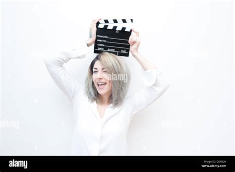 Junge Blaue Augen Blonde Frau Schauspielerin Vorsprechen Mit Film