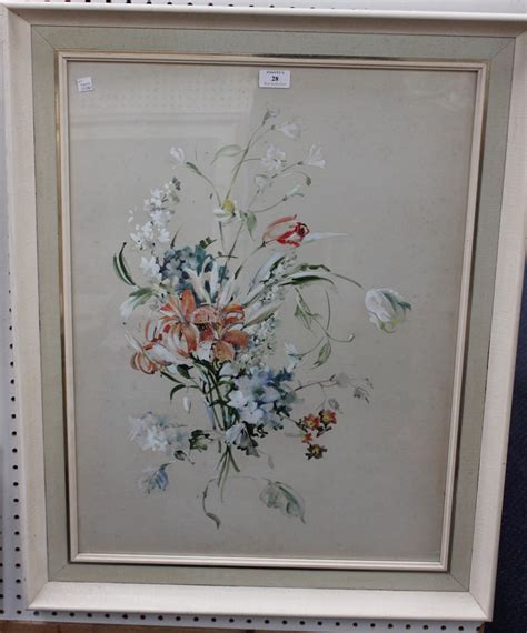 Barbara Crowe Garden Bouquet Watercolour Artists Name And Titled