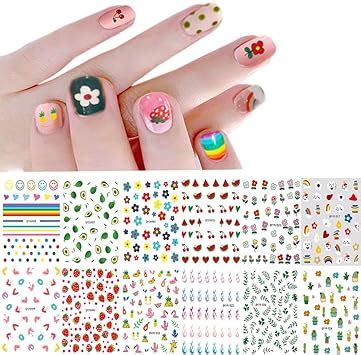 Amazon.com: Nail Stickers for Women and Little Girls - 12 Sheets 3D ...